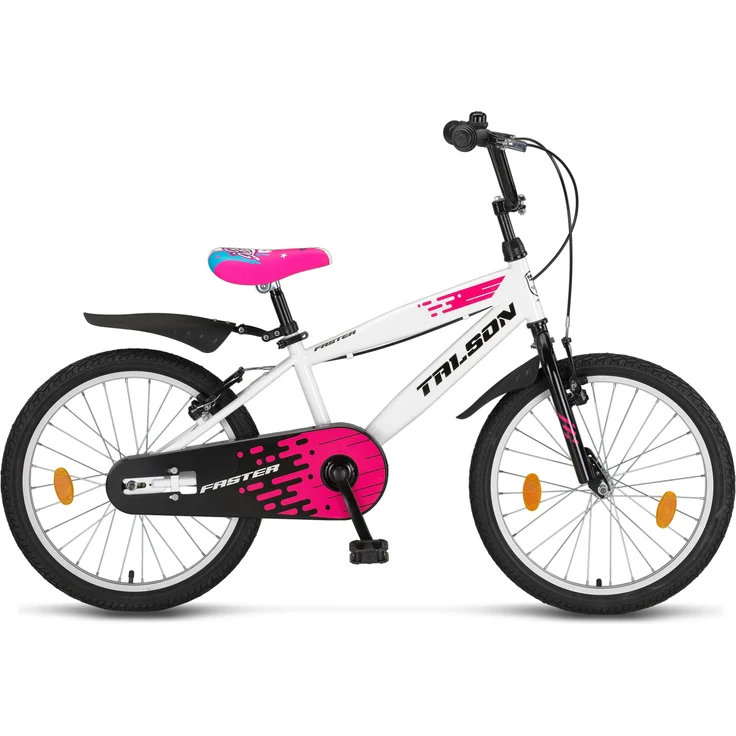 Talson Kinderfahrrad 20 Zoll Single Speed, inkl. Kettenschutz, Seitenständer und Zubehör Weiß