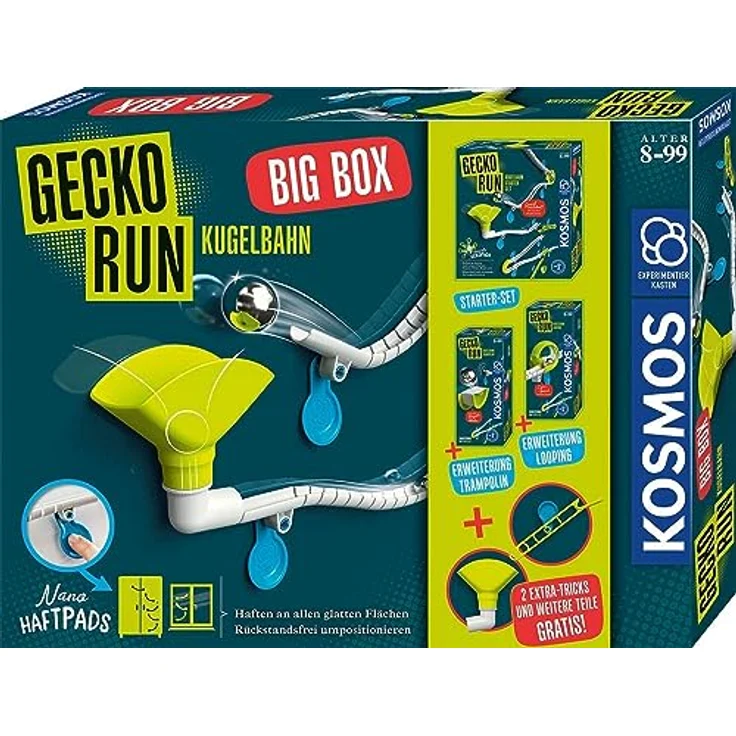 KOSMOS 621209 Gecko Run - Big Pack, Big Box, Vorteilspack, Erweiterbare Kugelbahn für Kinder, Vertikale Kugelbahn, Murmelbahn, Lernspielzeug und Konstruktionsspielzeug ab 8 Jahren – Bild 1