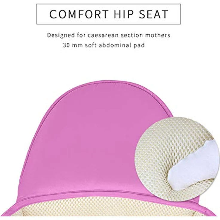SONARIN Multifunktionaler Hipseat Baby Carrier Babytrage,Freie Größe,Kleinkind-Hüft-Sitzträger,Vorderer Träger-Gurt,4 tragende Positionen(Lila) – Bild 5