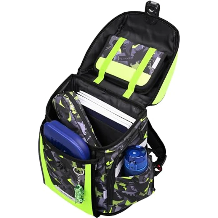 McNeill Schulranzen Set PRIMO 9tlg. DINOPARK, ergonomisches ClickFlex-Rückensystem, 19 L, leicht, inkl. gefülltem Etui, Sportbeutel und Trinkflasche – Bild 4