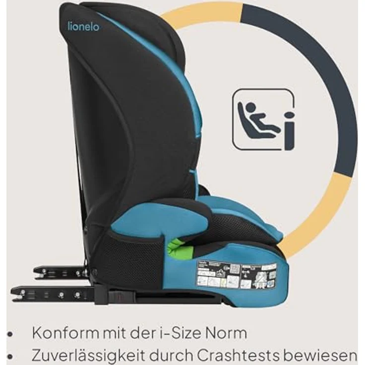 lionelo Autokindersitz LEVI FIX I-SIZE, 76-150 cm, mit Isofix, TopTether, Dri-Seat und verstellbarer Kopfstütze – Bild 2