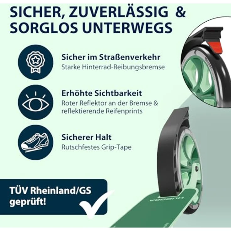 Hudora Cityroller BigWheel® 205 Advanced, einklappbarer und höhenverstellbarer Kick-Scooter für max. 100kg, Mattschwarz  – Bild 6