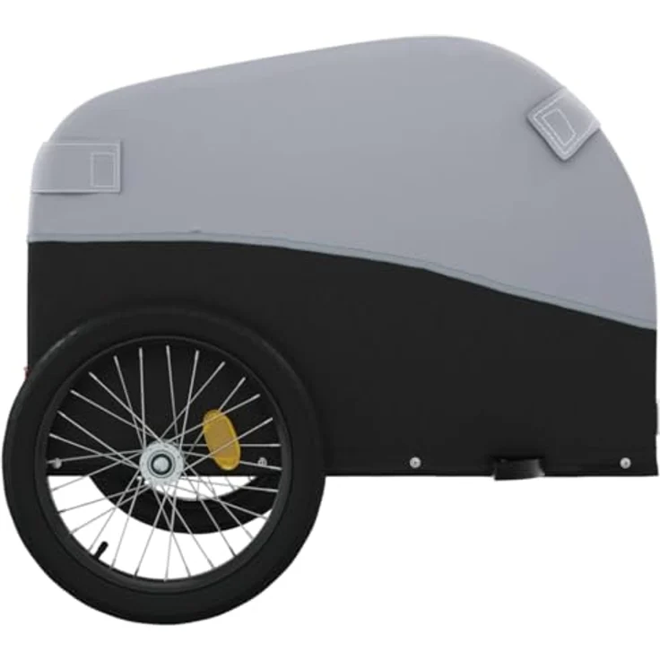 vidaXL Fahrradlastenanhänger Fahrradanhänger Schwarz und Grau 30 kg Eisen, Robustes Material, Praktisches Design, Cleveres Design – Bild 8