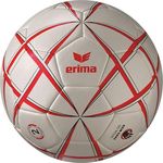 Erima Magic White Training Handball (7202509), harzfreier 0,9 mm PU Ball mit Dual Shock System, weiß/rot, Größe 3