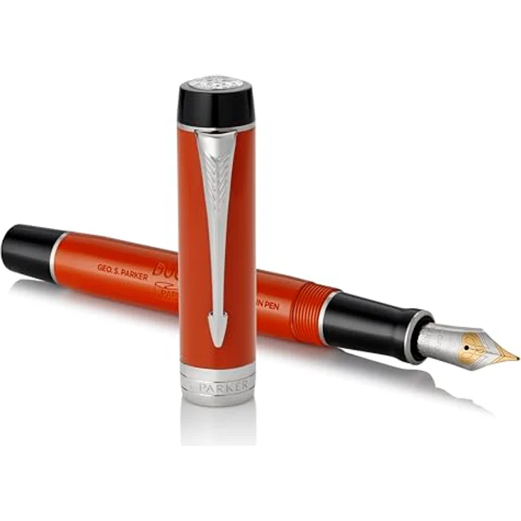 Parker Pen Centennial Duofold Classic Big Red, Luxuriöser Schreibstift mit 18-Karat-Goldfeder, Schwarz – Bild 3