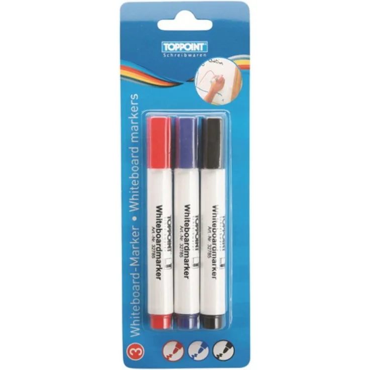 Stylex Schreibwaren Whiteboardmarker Set, 3er Pack in blau, rot und schwarz
