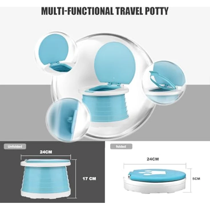 Töpfchen Für Kinder Baby Toilettensitz Ab 1 Jahr Reisetöpfchen Faltbar Für Unterwegs Baby Töpfchen Training Für Jungen Mädchen Windelfrei Töpfchen Auto Klapptöpfchen Kinder mit 15 Reisen Potty Liners - Preisvergleich – Bild 7