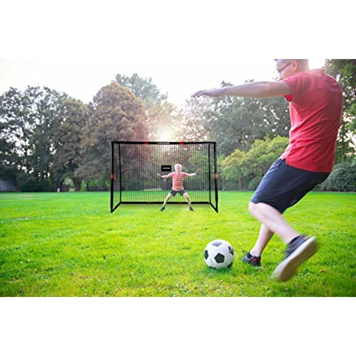 Dunlop Fußballtor - 300 x 200 x 120 cm - Metall - Fußball-Trainingsgeräte für alle Altersgruppen - Einfache Montage - Schwarz/Rot – Bild 2