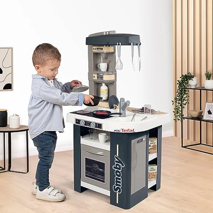 Smoby - Tefal Studio Küche – Spielküche für Kinder mit vielen Funktionen, Töpfen, Pfannen, Küchenbesteck, Herd, Ofen, für Kinder ab 3 Jahren – Bild 2