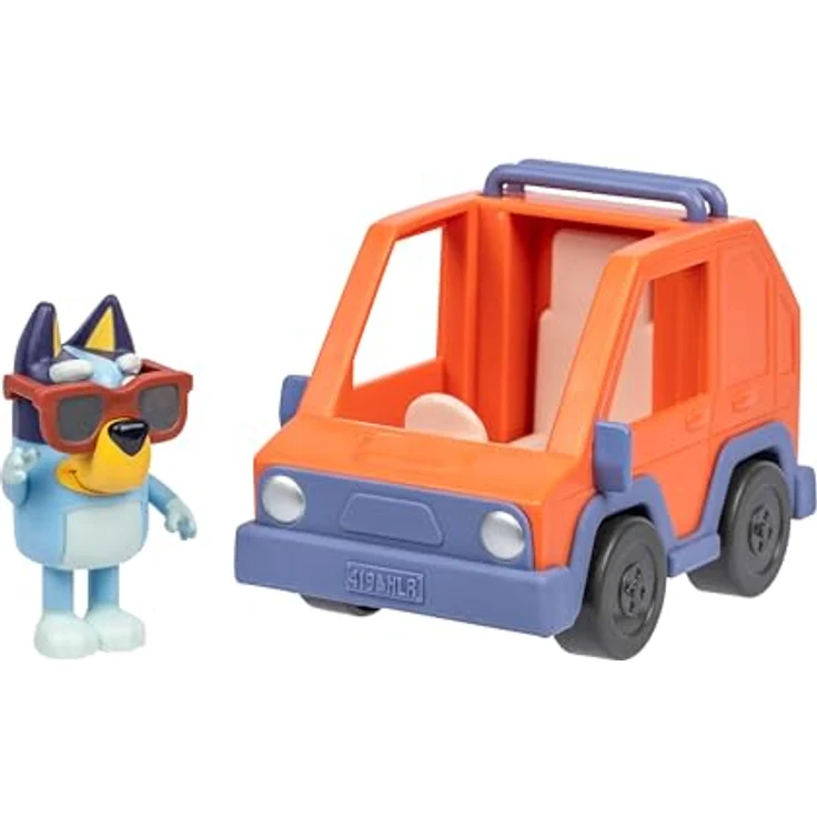Moose Bluey Minifiguren Spielset Bluey & 4WD Auto mit coolen Sonnenbrillen und beweglicher Figur – Bild 2