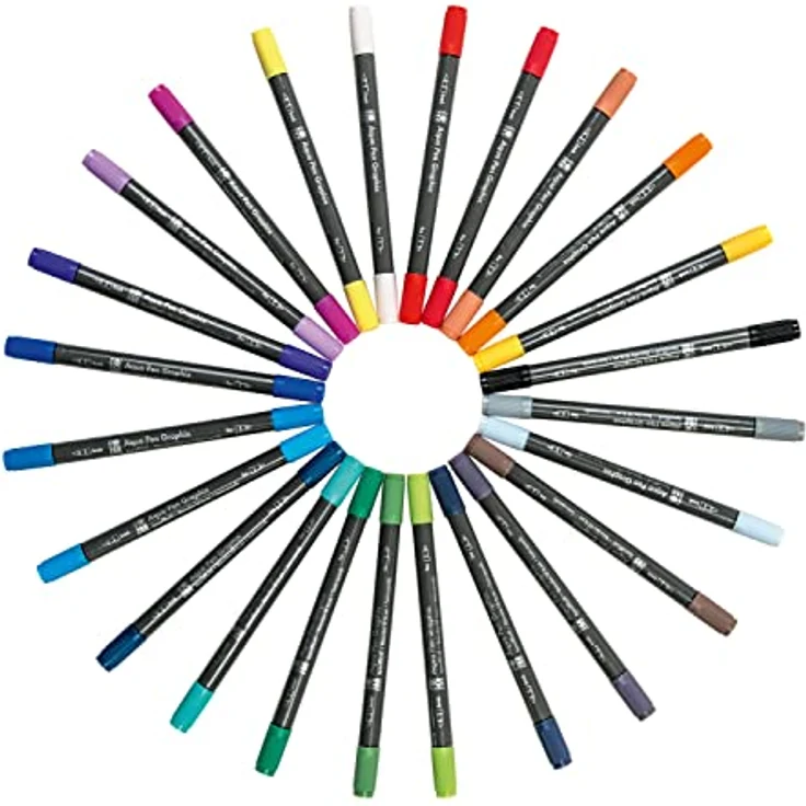 Marabu Aqua Pen Graphix Octopy - 24 Aquarell-Filzstifte Set, brillante Farben, wasserbasierte Tusche, Doppelspitze, aquarellierbar auf Aquarell-Papier – Bild 2