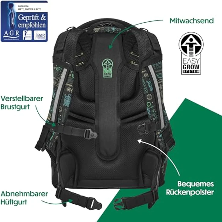 coocazoo Schulranzen MATE, ergonomisch, größenverstellbar, mit EASY GROW SYSTEM, 3 Fächer, nachhaltig aus recycelten PET-Flaschen – Bild 4