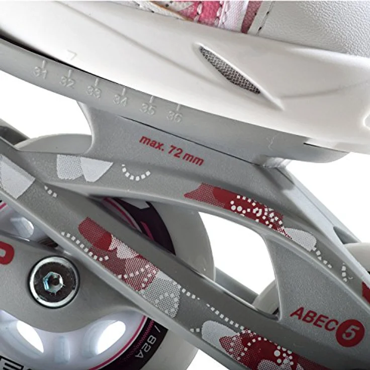HEAD - Kinder Inlineskates verstellbar I 6 Größen I Rollerskates für Mädchen I ideal für Anfänger I komfortabel I mit Blumen-Design - Rosa/Weiß – Bild 5