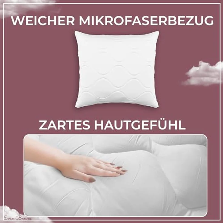 EVAN BROWNS® Bettdecke 135x200 Set mit Kissen - atmungsaktiv und pflegeleicht, Kinderbettwäschen, weiß – Bild 3