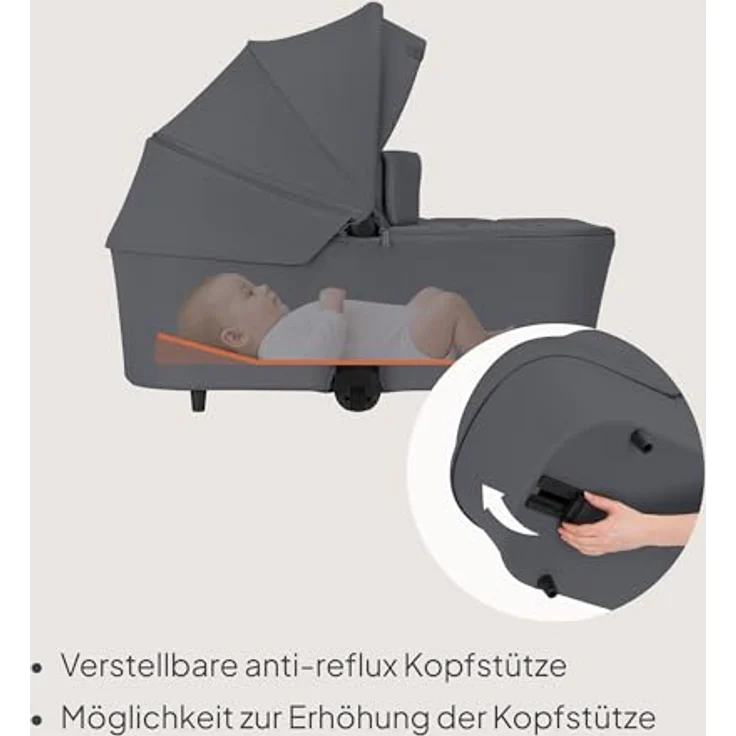 Lionelo Carmine 3in1 Kombikinderwagen mit i-Size Autositz, Babywanne & Buggy, GravelTech Räder, Federung, UPF50+, Grau – Bild 5
