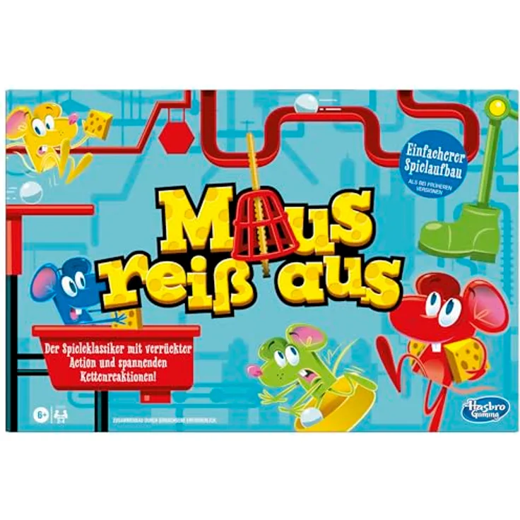 Hasbro Gaming Maus reiß aus, Kinder-Brettspiel für 2-4 Spieler, einfaches Setup, deutsche Fassung