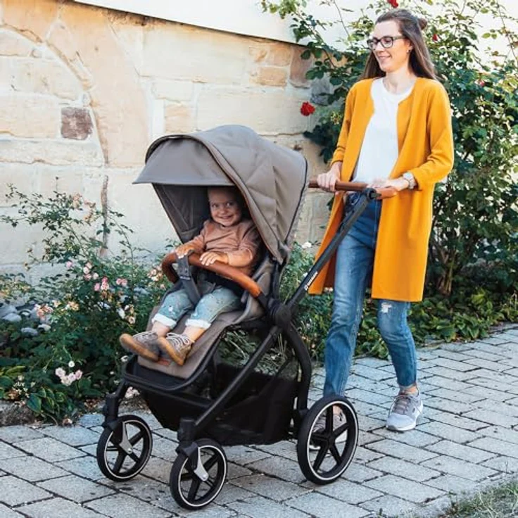 Gesslein Kinderwagen FX4 STYLE, Baby Erstausstattung (leichtes Kinderwagen Set mit Liege- und Sitzoption, individuell einstellbar, Fünf-Punkt-Sicherheitsgurt, Kinderwagen 3 in 1), Taube – Bild 4