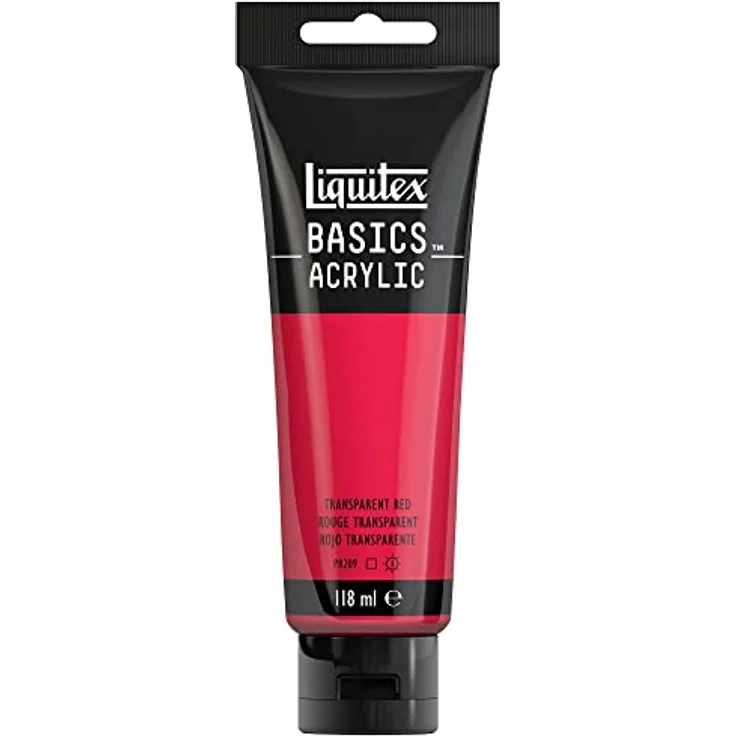 Liquitex Basics Acrylfarbe Transparentrot 118ml, lichtecht, mittlere Viskosität, seidenglänzend, monopigmentiert, Archivqualität – Bild 1