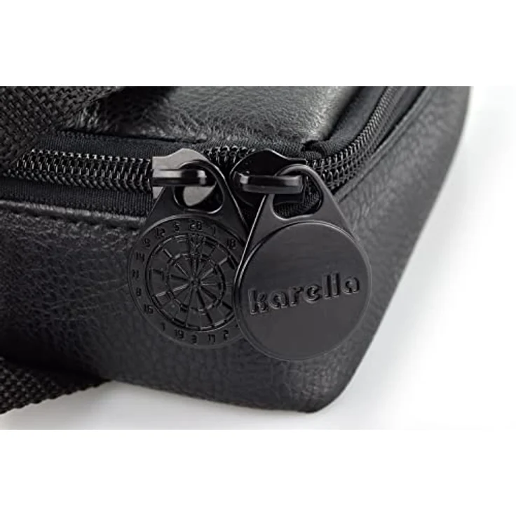 Karella Darttasche Master PAK,Lederoptik, schwarz, perfekte Aufbewahrung für bis 3 Set Darts und viel Zubehör, Dartcase, Tasche für Darts – Bild 5