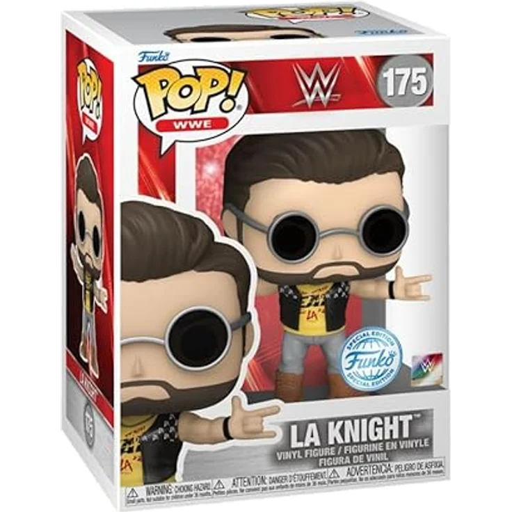 Funko WWE - LA Knight MT Pop! RS, Sammelfigur mit hochdetailliertem Design im POP-Stil, gelbes T-Shirt – Bild 3