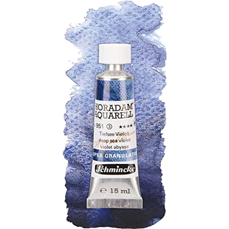 Schmincke HORADAM® AQUARELL Super Granulation Set Tiefsee, 5 x 15 ml-Tuben, sehr stark granulierende Aquarellfarben mit Tiefsee Violett, Indigo, Blau, Grün und Schwarz – Bild 4