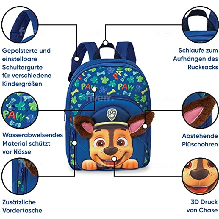 Fabrizio Viacom PAW Patrol Kinderrucksack mit Plüschohren 20564-0500 – Bild 3