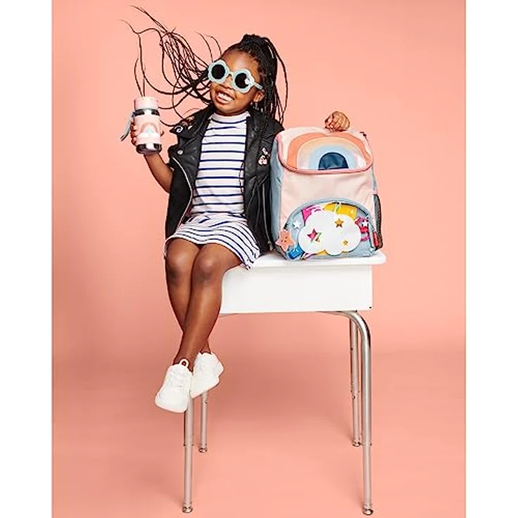 Skip Hop Spark Style Rainbow Edelstahl Wasserflasche mit Strohhalm für Kinder, 12 m+, praktische Größe, ideal für unterwegs – Bild 6
