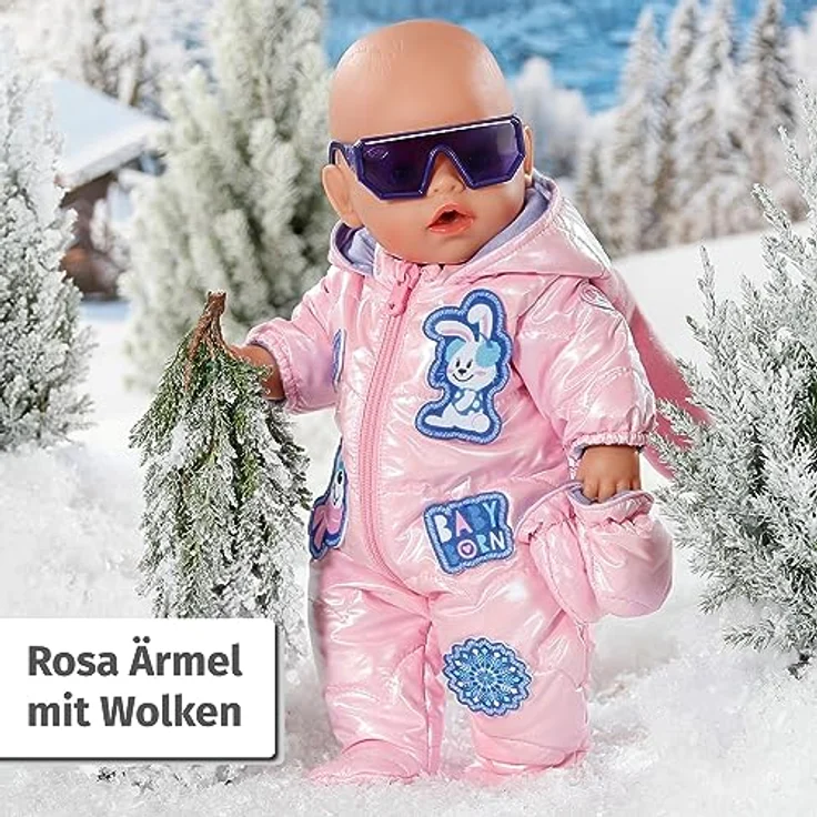 BABY born Deluxe Schneeanzug 43cm, Skianzug für 43 cm große Puppen in metallic rosa mit Handschuhen und Sonnenbrille, 834190, Zapf Creation – Bild 5