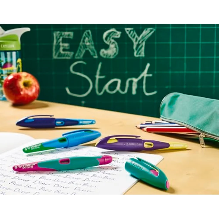 STABILO Füllfederhalter EASYbirdy R, ergonomischer Schulfüller für Rechtshänder, Feder A, himmelblau/grasgrün, inkl. löschbarer Standardpatrone – Bild 8
