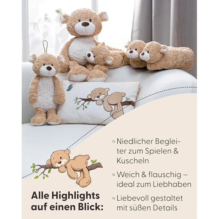 NICI Kuscheltier Bär Finni, 25 cm karamellfarbener Plüschbär, maschinenwaschbar bis 30°C – Bild 5