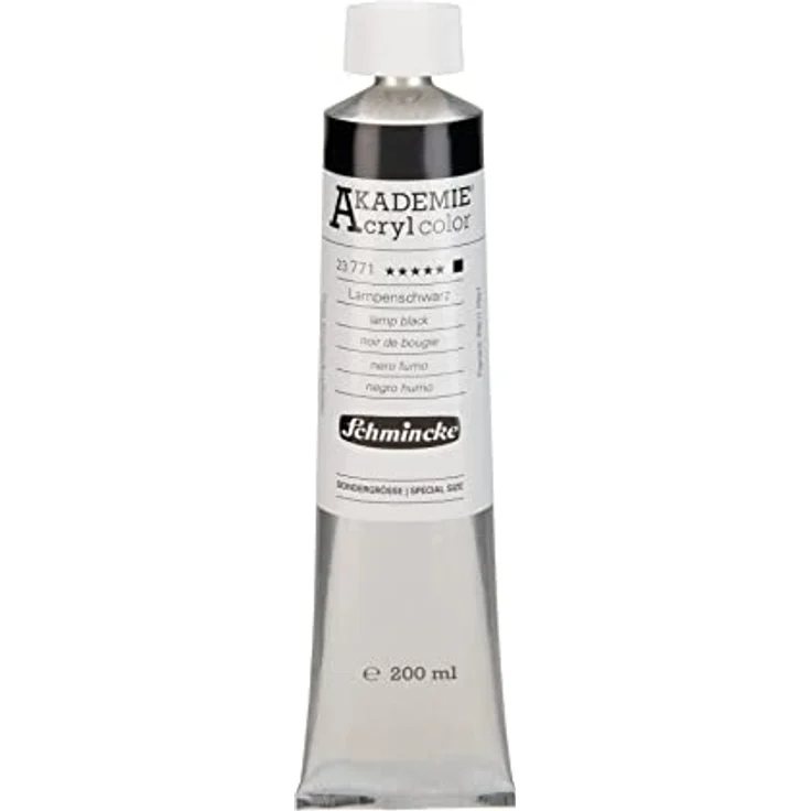 Schmincke AKADEMIE Acryl color, Lampenschwarz, 200 ml Tube, brillante, hoch lichtechte und kadmiumfreie Künstler-Acrylfarbe für Acrylmalerei und Mixed Media – Bild 1