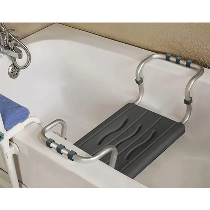 MSV Badewanneneinhängesitz, ausziehbar 50-70 cm, belastbar bis 150 kg, Sitzfläche 36 x 26 cm, Aluminiumgestell, schwarz – Bild 6
