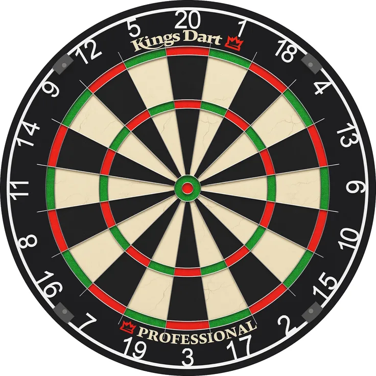 Kings Dart Steeldartscheibe Professional HD, Bristle-Dartboard mit gepressten Sisalborsten, Ø 45 cm, inkl. Wandaufhängung, 0,7 mm Spider-Feldbegrenzung