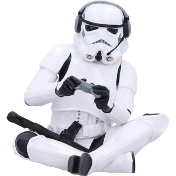 Nemesis Now Original Stormtrooper Figur Game On!, 10 cm handbemalt aus hochwertigem Resin mit Gaming-Controller und Headset