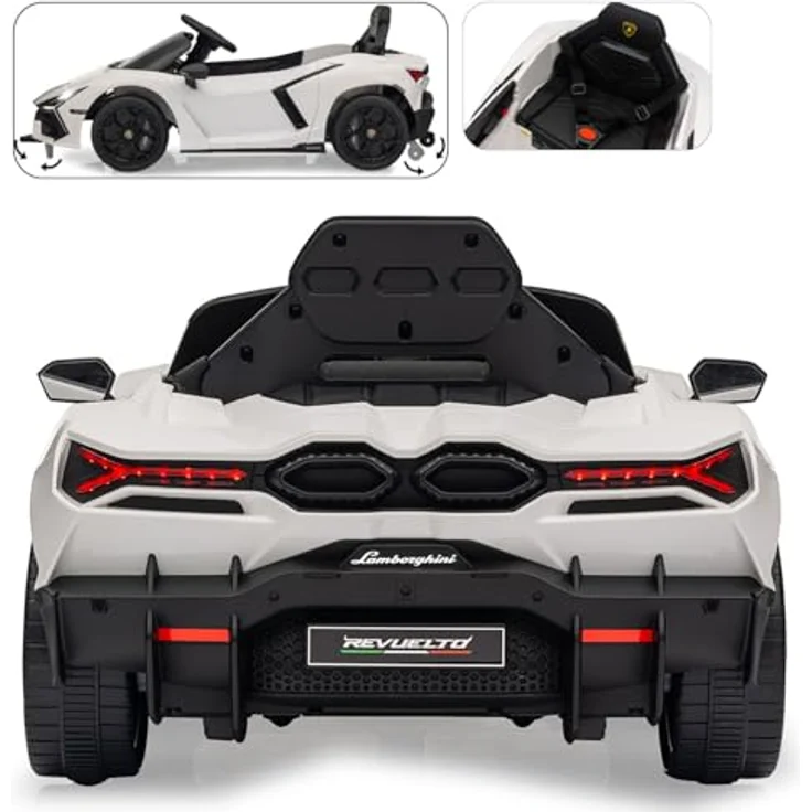 JAMARA 461881 Ride-on Lamborghini Revuelto, Elektroauto für Kinder ab 3 Jahren, 2,4GHz Fernsteuerung, LED-Scheinwerfer, Bluetooth-Audio, Flügeltüren, 12,6V Akku, Schwarz – Bild 5