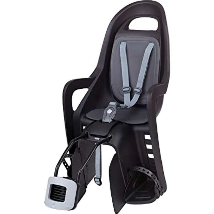 POLISPORT 8406000006 - Groovy FF ökologischer Rücksitz für Fahrräder mit 26'' bis 28'' Rädern, geeignet für Kinder mit einem Gewicht von 9 bis 22 kg, mit Rahmenverankerung en Color Schwarz/Dunkelgrau