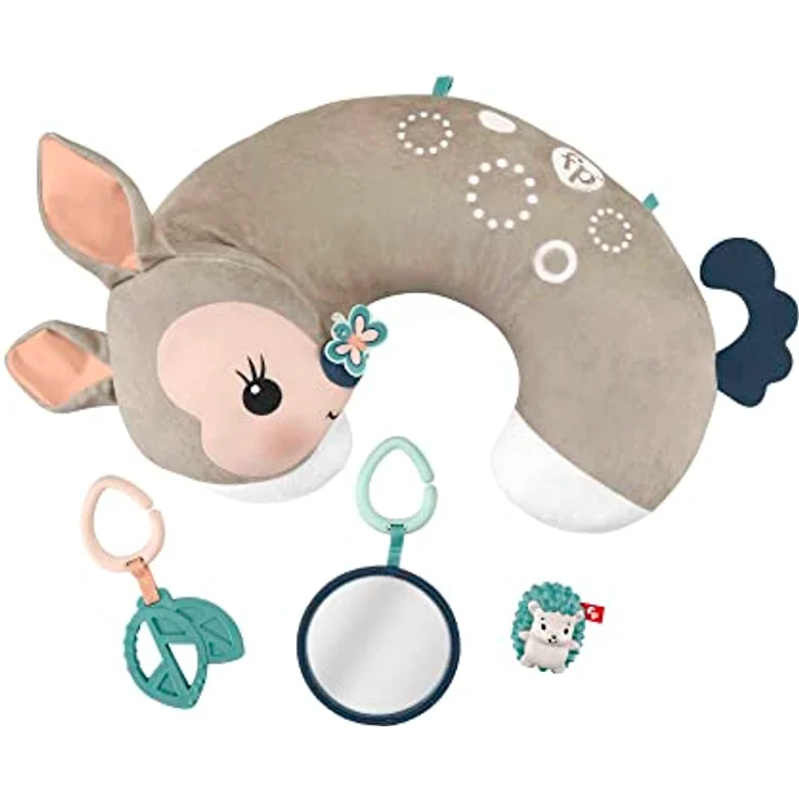 Fisher-Price HJJ16 - Rehkitz Spielkissen zum Spielen in Bauchlage mit Spiegel, BPA-freiem Beißring und süßer Igel-Rassel, Babyspielzeug für Neugeborene ab der Geburt - Preisvergleich – Bild 5