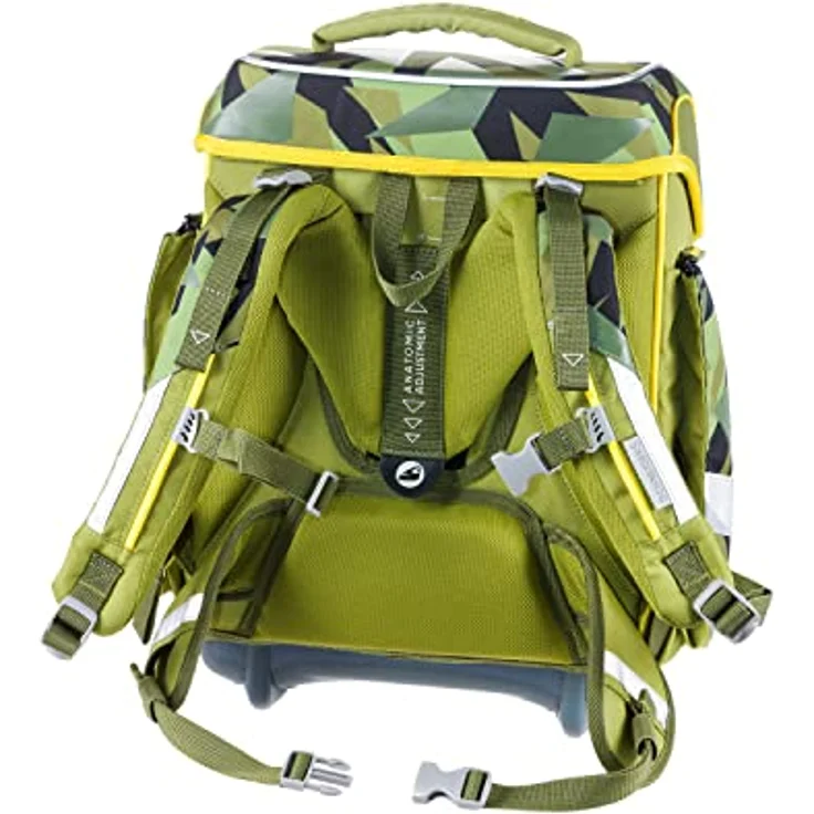 Schneiders 78367-065 - Schulranzen Ergolite Construction, 9-teiliges Set in Olivgrün mit Scherben-Motiv, 21 Liter Volumen, Leicht-Gewicht, ergonomisches Tragesystem – Bild 2