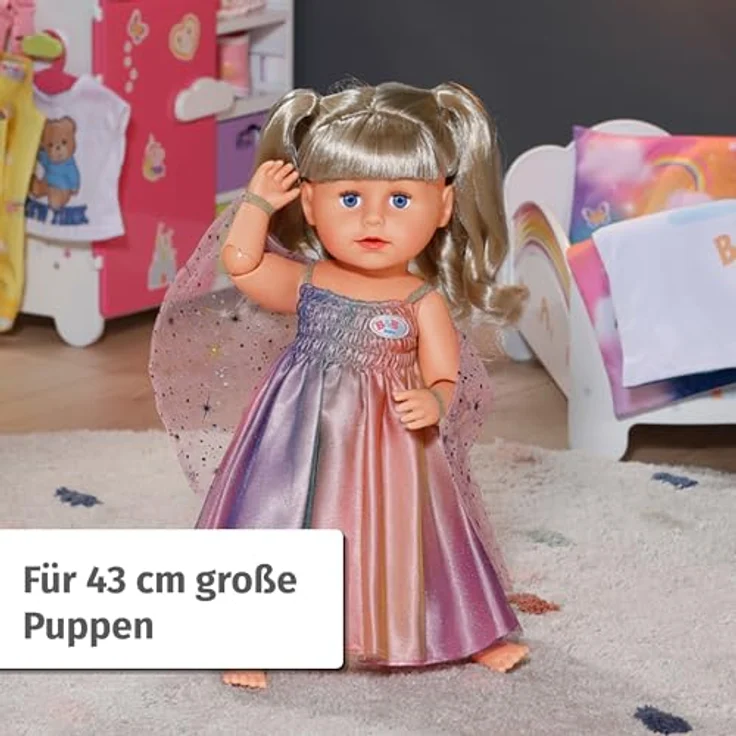 BABY Born Regenbogenkleid, Puppenkleid mit Flügeln und Glitzer für 43cm Puppen, Hochwertiges Zubehör – Bild 4