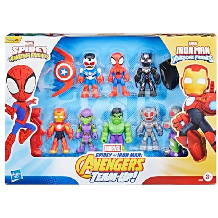 Spidey and his Amazing Friends Marvel Spidey und Iron Man: Avengers Team-Up Kollektion mit 7,6 cm großen beweglichen Action-Figuren und 4 abnehmbaren Accessoires – Bild 2