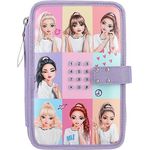 Depesche 12592 TOPModel Snap Shots - Gefüllte 2-Fach Federtasche mit Schlüssel Code, Federmäppchen mit Buntstiften, Lineal, Schere uvm.