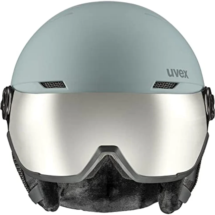 uvex wanted visor - robuster Skihelm für Damen und Herren - mit Visier - optimierte Belüftung - glacier - rhino matt - 54-58 cm – Bild 2