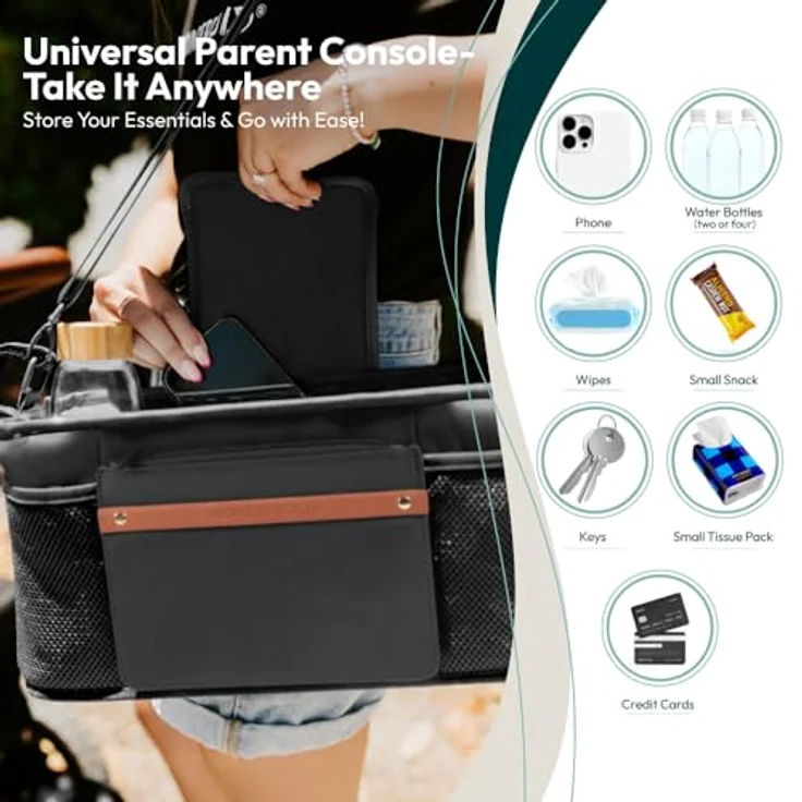 WonderFold Getränkehalter Black, Kinderwagen Zubehör für W4 Modelle, robuster Halter für Getränke und Snacks – Bild 7