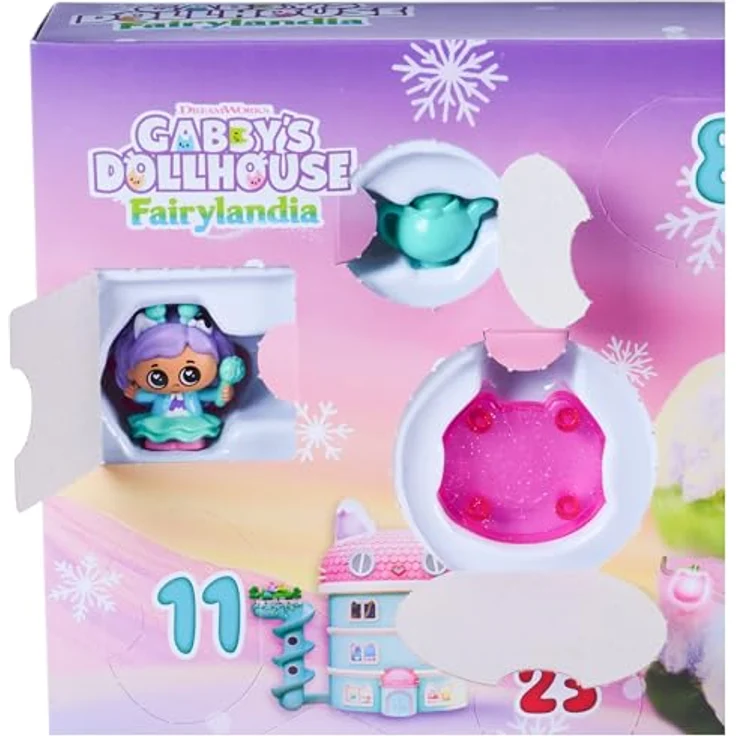 DREAMWORKS GABBY'S DOLLHOUSE Gabby's Dollhouse Figure Fairylandia Advent Calendar mit 24 Überraschungen, 7 exklusiven Figuren und winterlicher Spielfläche – Bild 4