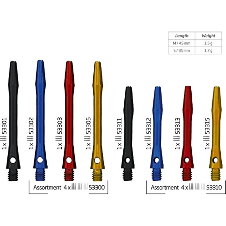 BULL'S Simplex Aluminium Shaft, Short, rot, 1 Satz