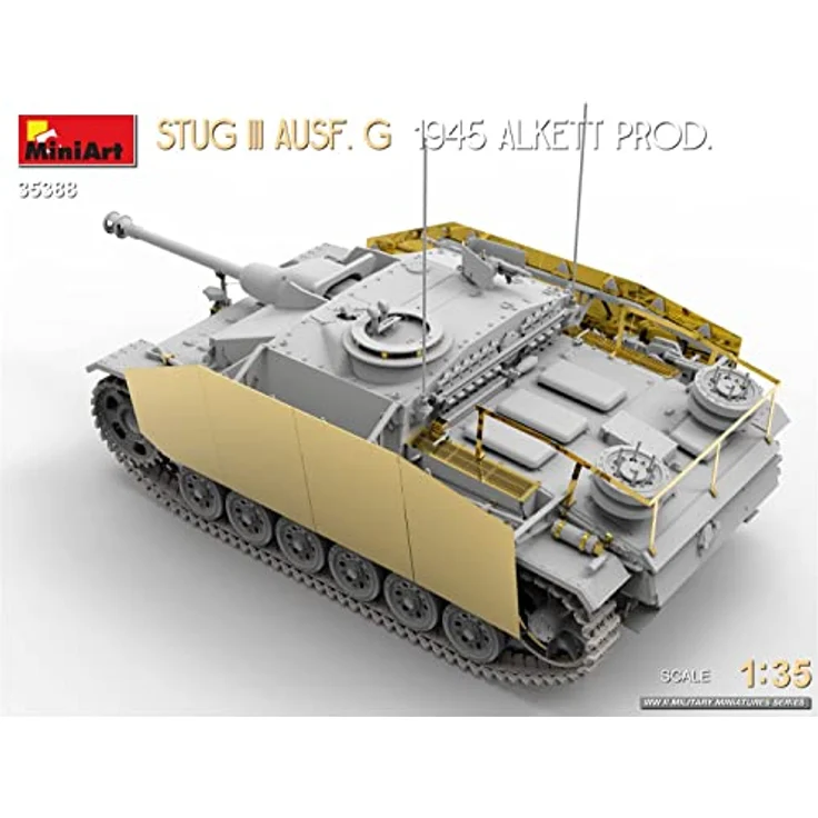 Mini art StuG III Ausf. G 1945 Alkett Prod., Modellfahrzeug im Maßstab 1:35 mit beweglichen Winterkettengliedern und detailgetreuen Photoätzteilen – Bild 5