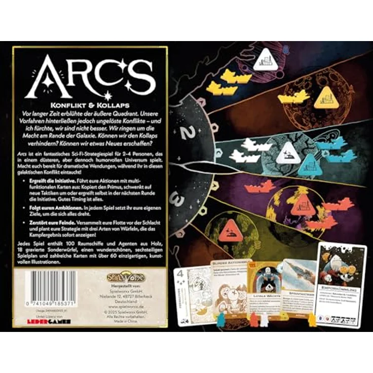 Spielworxx ARCS, Grundspiel Expertenspiel für 2-4 Spieler, ab 14+, 60-120 Min, Sci-Fi Strategie mit 100 Holz-Raumschiffen und 18 Sonderwürfeln, Deutsch – Bild 5