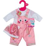 Baby Born Kätzchen-Einteiler mit Mütze, Puppenkleidung für 43 cm große Puppen, mit langen Ärmeln und Latzhose-Print