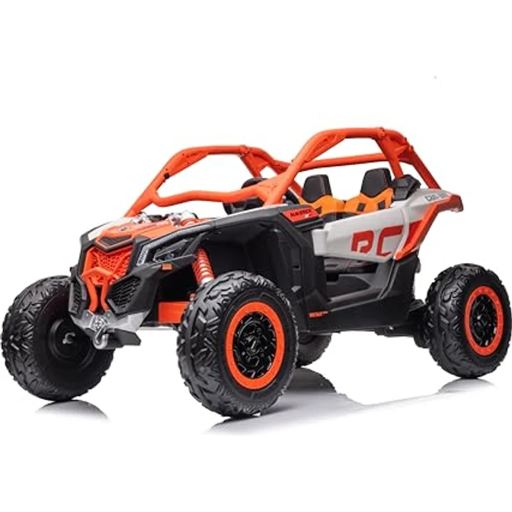 FINOOS CAN-AM Maverick UTV Buggy, Kinder-Elektroauto 2-Sitzer mit 4x4-Antrieb, 24V, orange, Bluetooth, Softstart-Fernsteuerung, LED-Beleuchtung – Bild 1