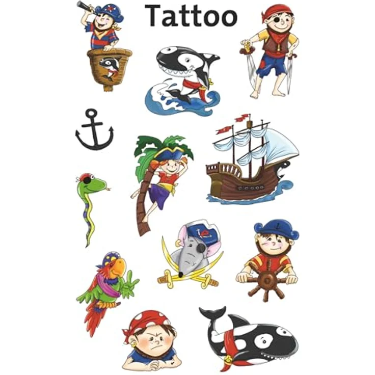 Avery Zweckform Kindertattoo Piraten 56683, Temporäre Tattoos für Kinder, dermatologisch geprüft, einfach aufzutragen und zu entfernen – Bild 2
